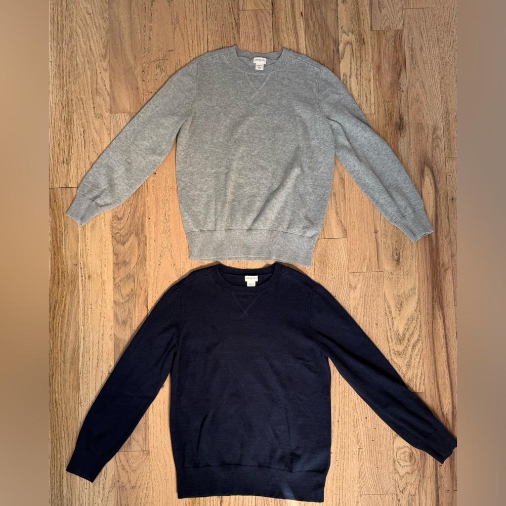 J Crew boys crew neck sweaters. Large (10/11). Navy and grey.